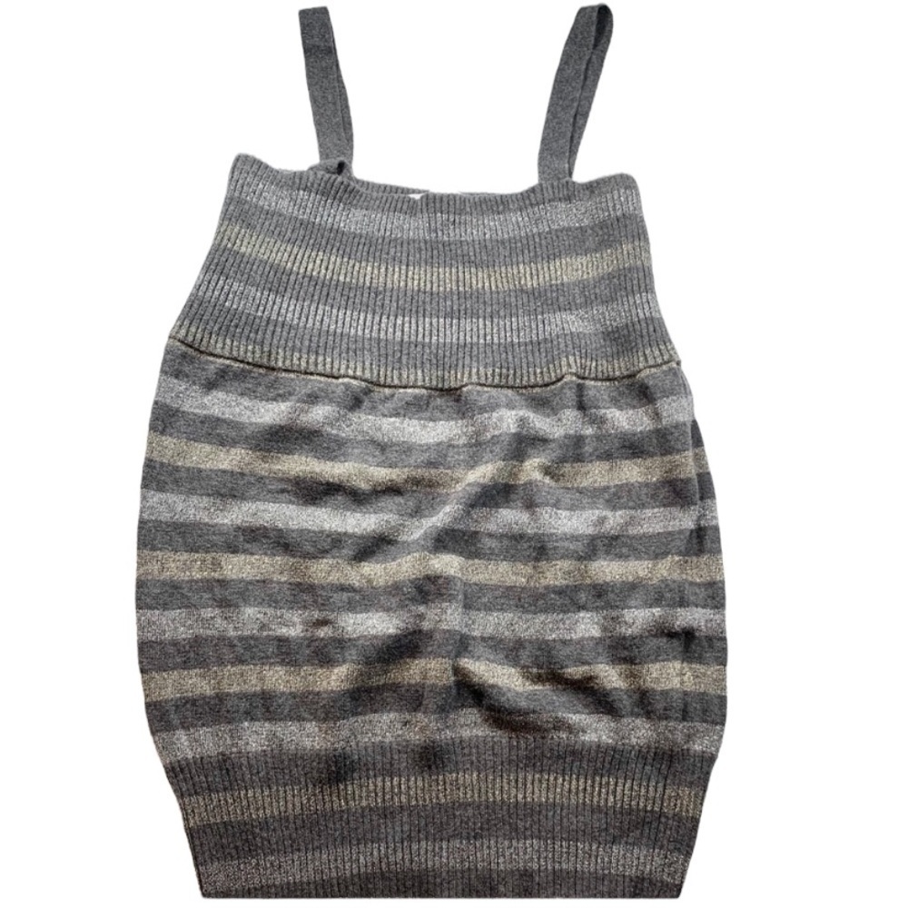 Old Navy Strap Sleeveless Top Gray Silver Stripes
